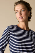 Cotton Stripe 3/4 Sleeve T-Shirt