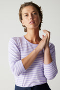 Cotton Stripe 3/4 Sleeve T-Shirt