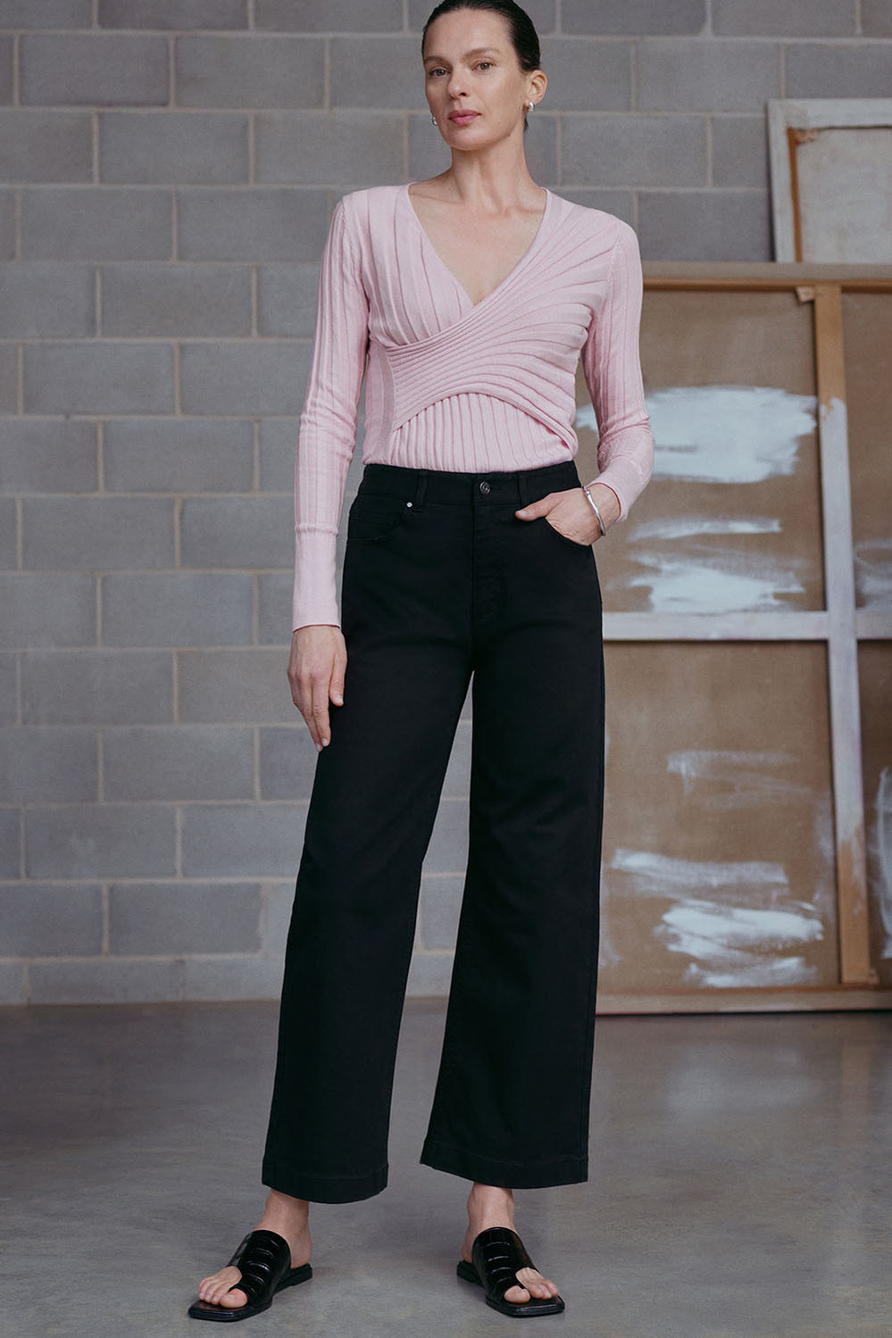 Garment Dyed Wide Leg Jean