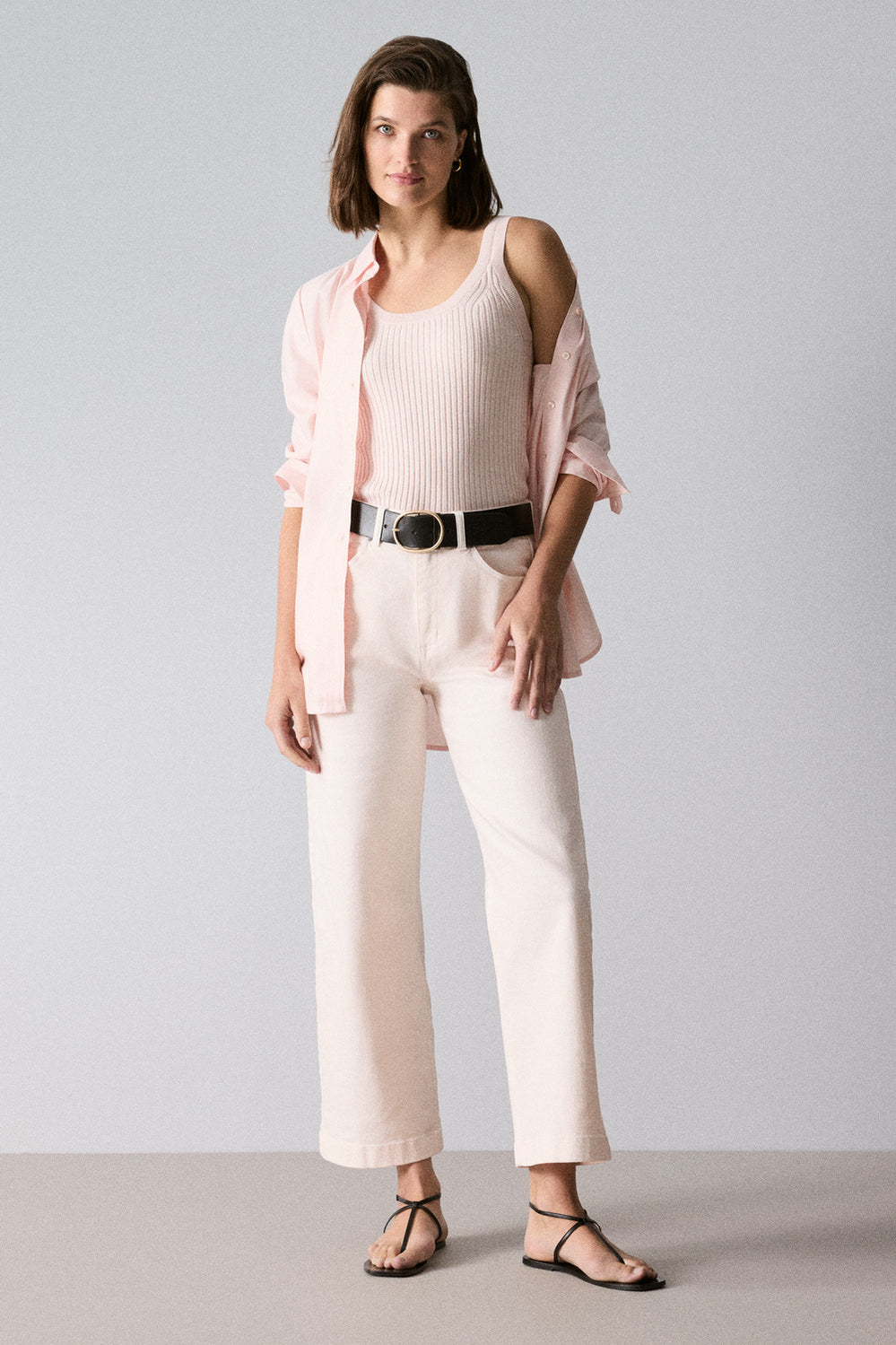 Garment Dyed Wide Leg Jean
