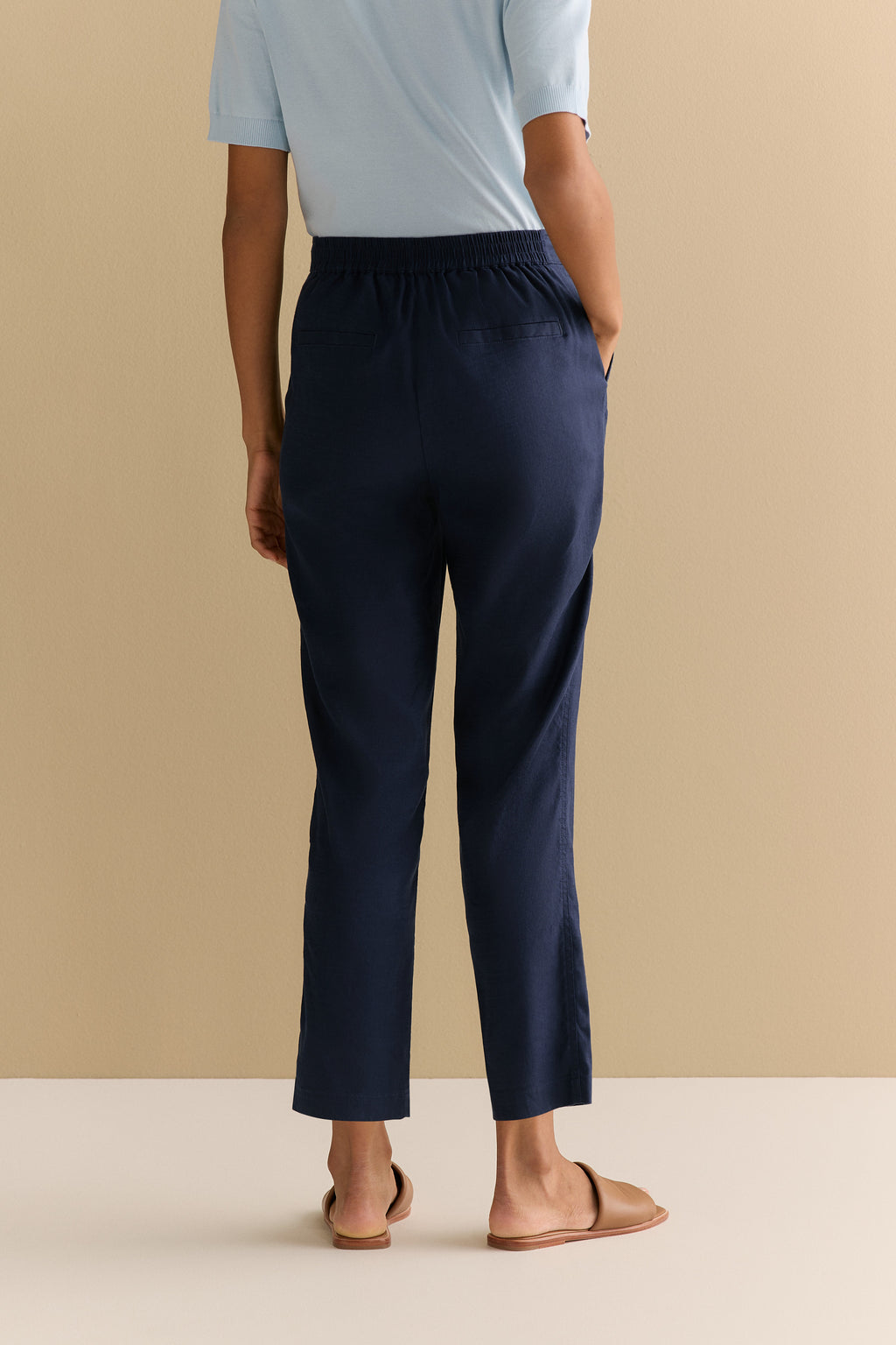 Stretch Linen Blend Pull On Pant