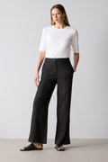Linen Pintuck Detail Wide Leg Pant