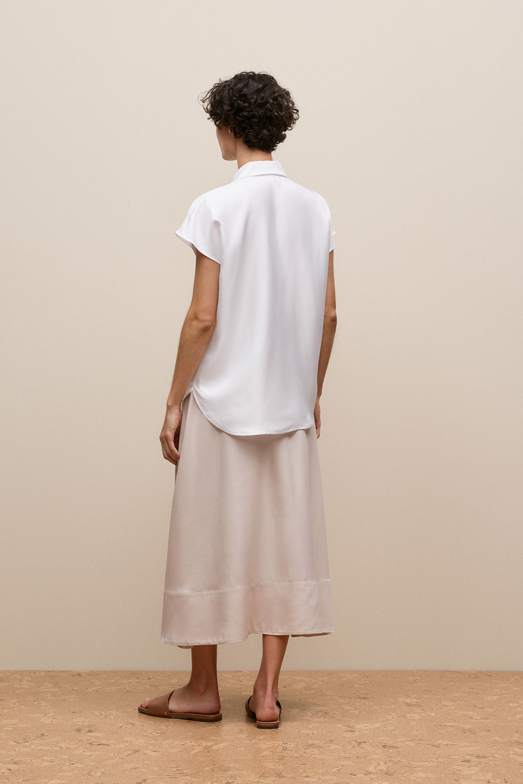 Silk Twill Cap Sleeve Shirt