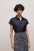 Silk Twill Cap Sleeve Shirt
