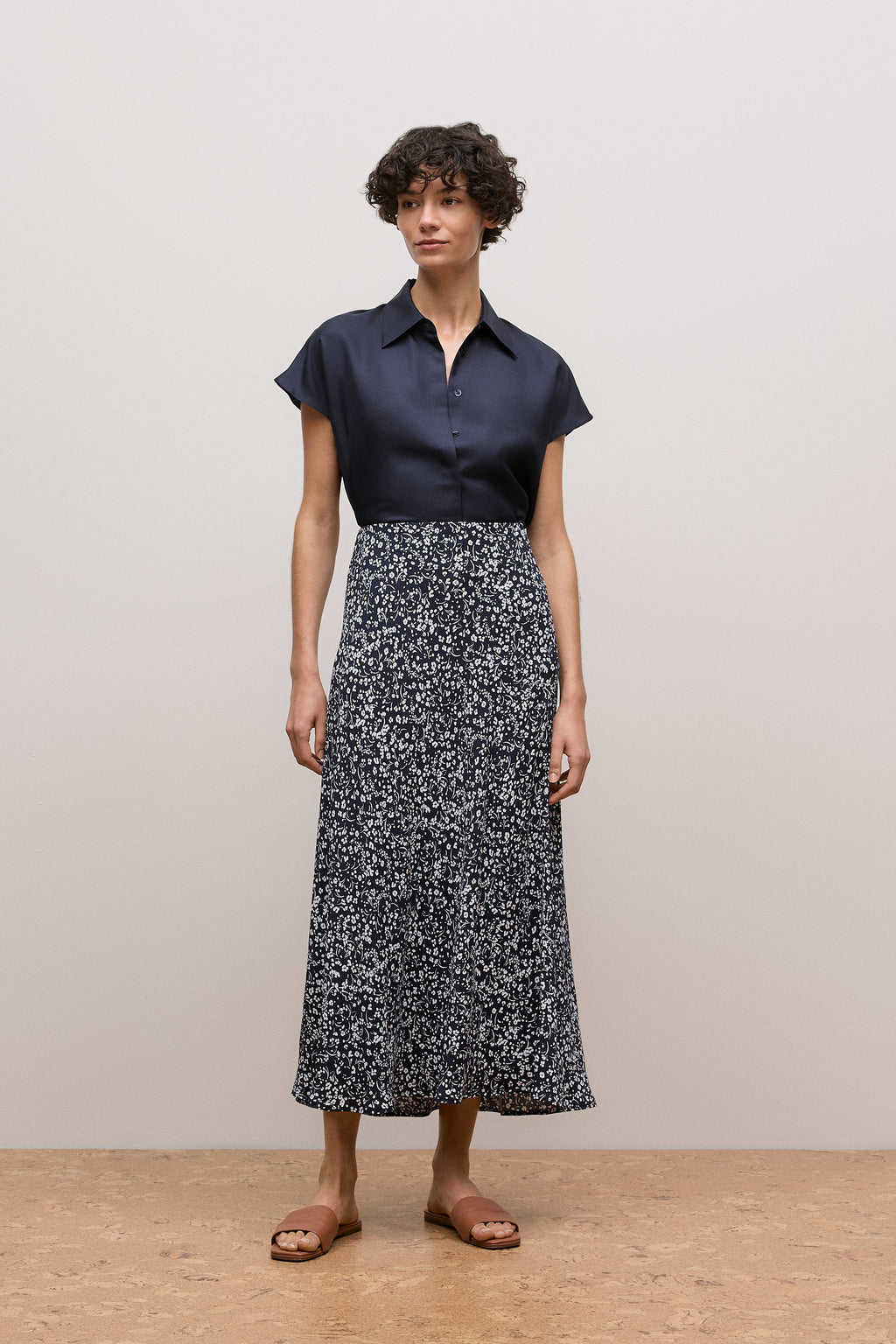 Silk Twill Cap Sleeve Shirt