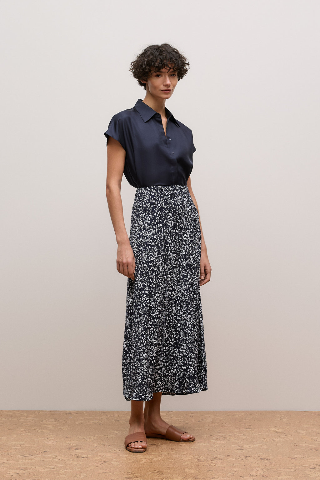 Silk Twill Cap Sleeve Shirt