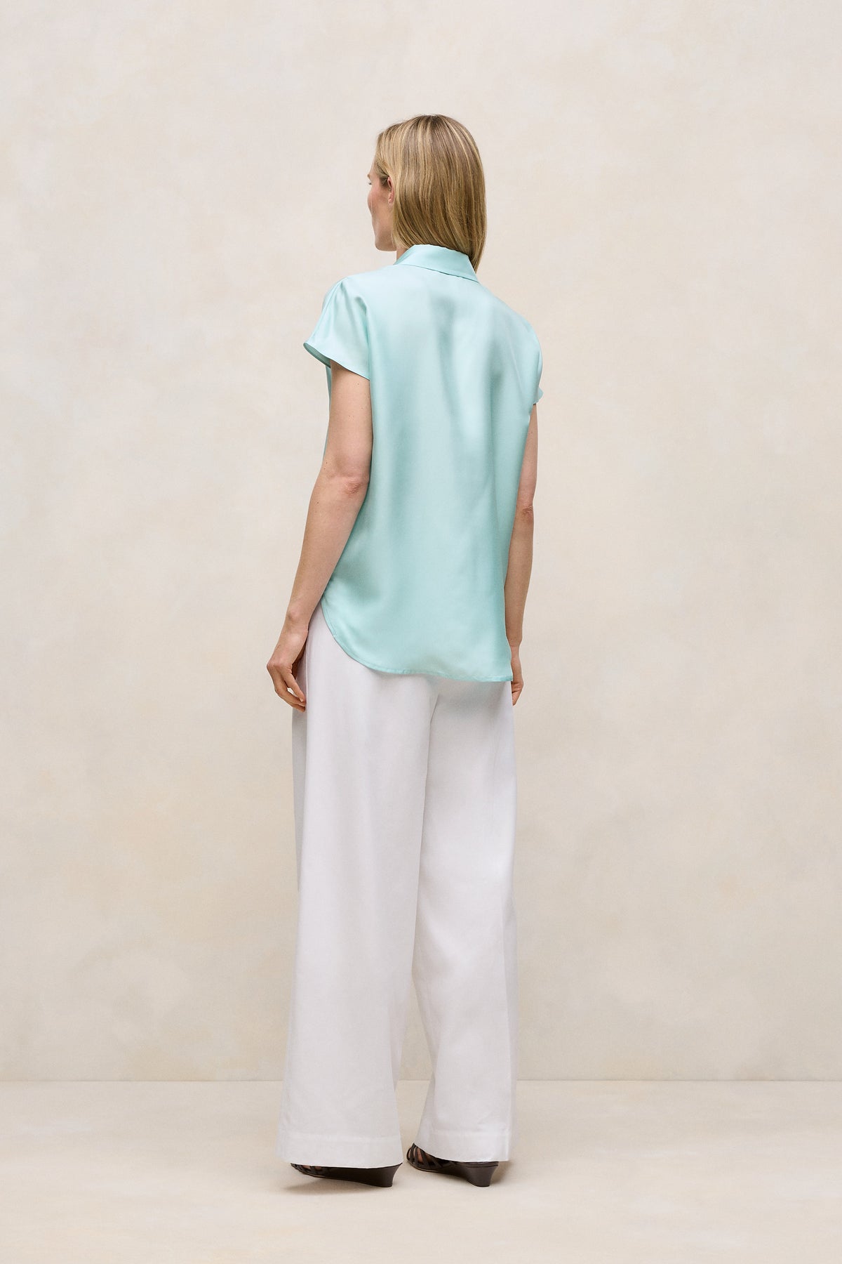 Silk Twill Cap Sleeve Shirt