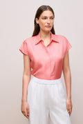 Silk Twill Cap Sleeve Shirt