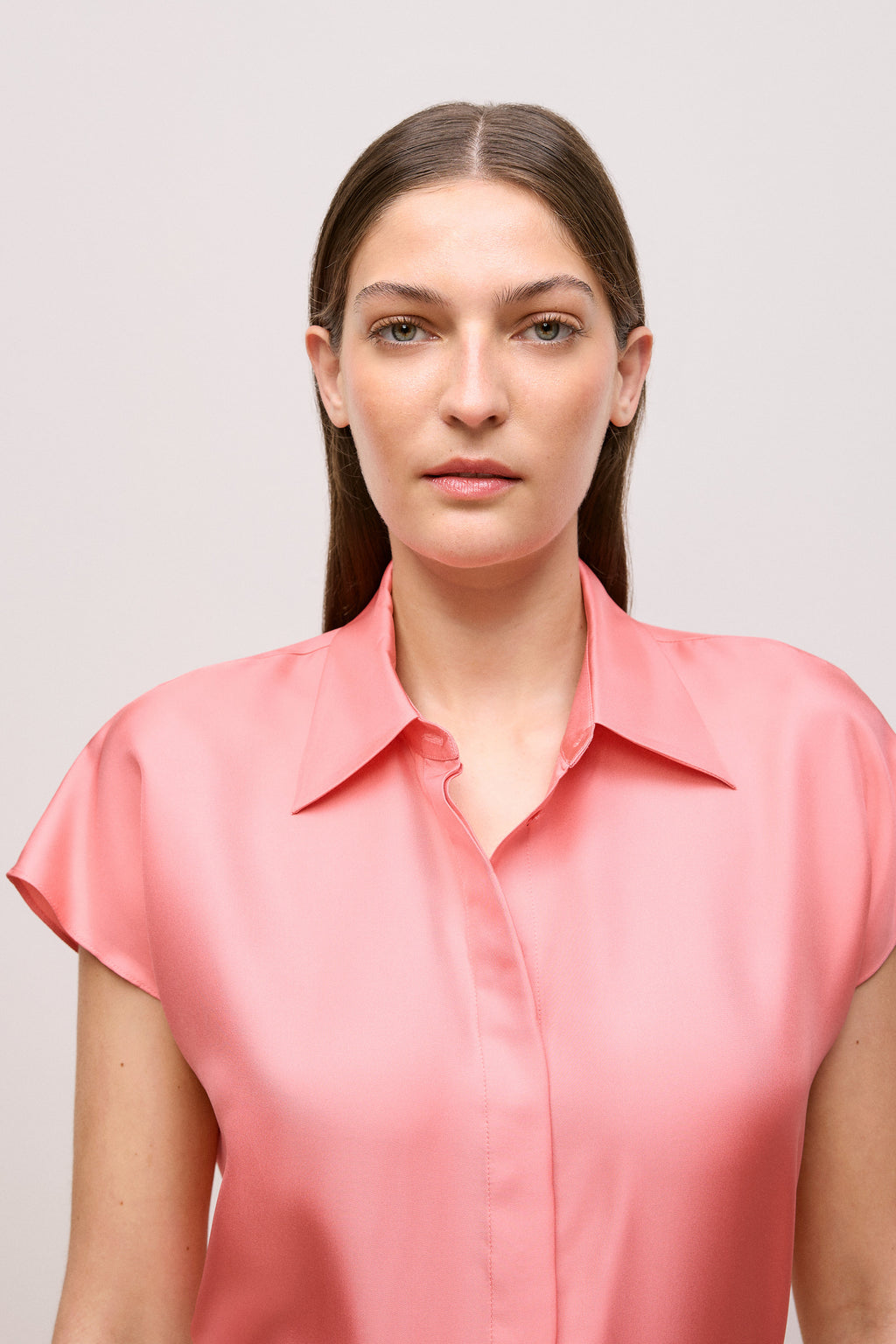 Silk Twill Cap Sleeve Shirt