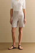 Yarn Dyed Stretch Linen Blend Longline Short