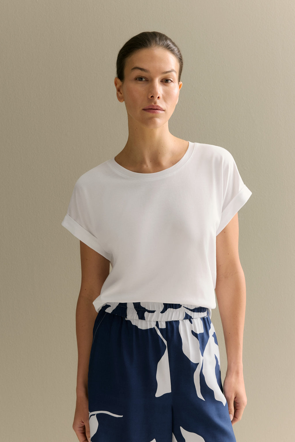 Pima Cotton Cuff Sleeve T-Shirt
