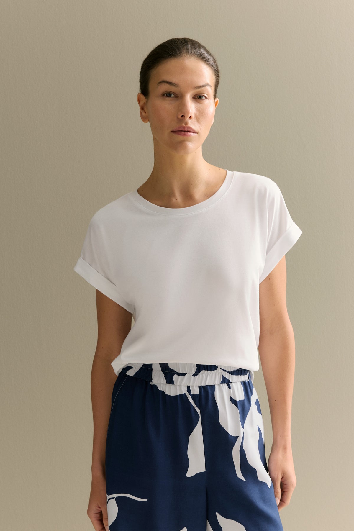 Pima Cotton Cuff Sleeve T-Shirt