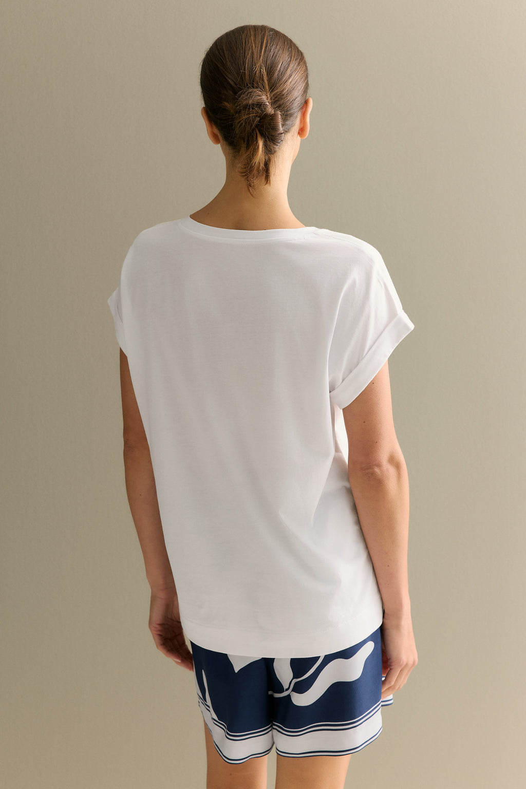 Pima Cotton Cuff Sleeve T-Shirt
