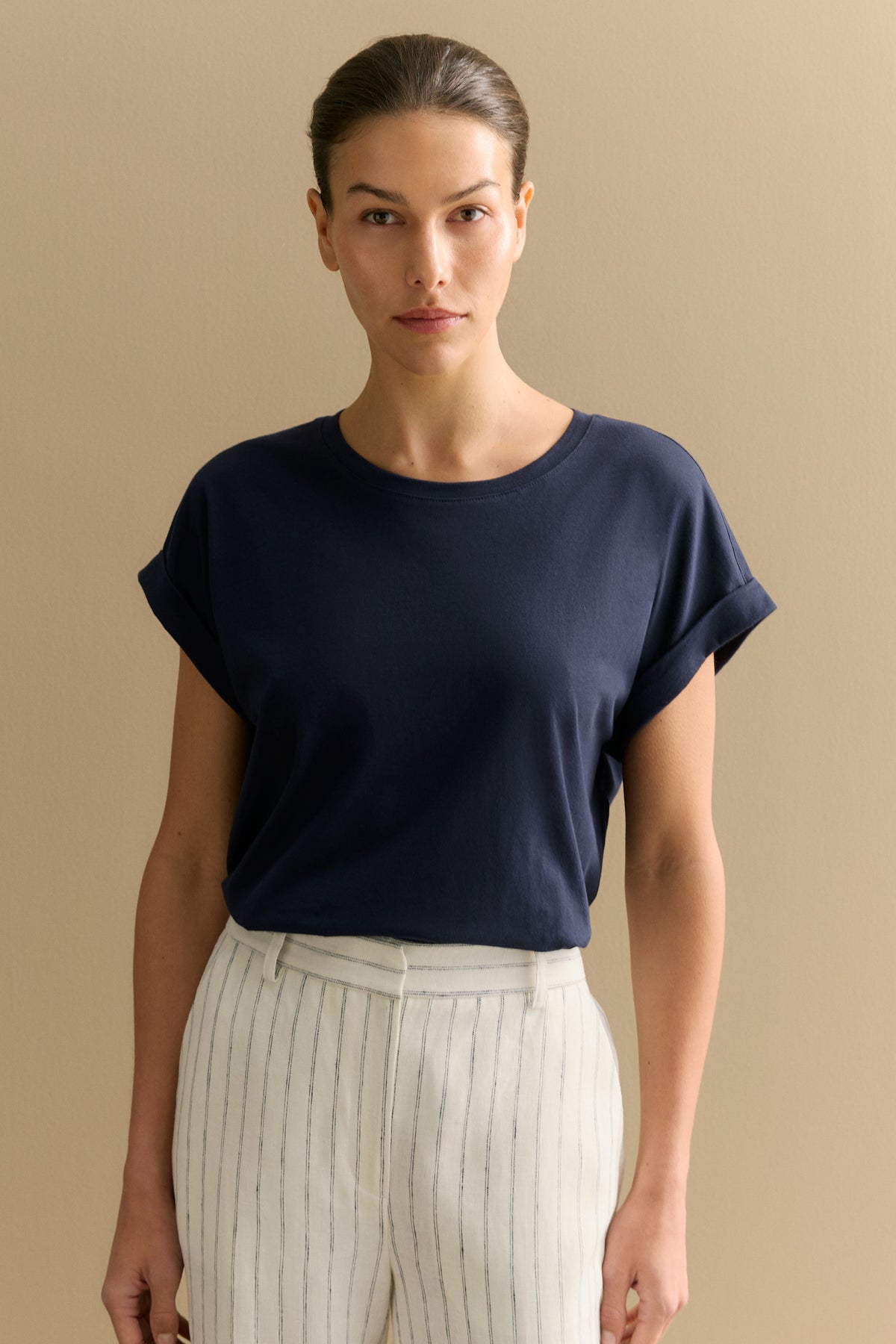 Pima Cotton Cuff Sleeve T-Shirt