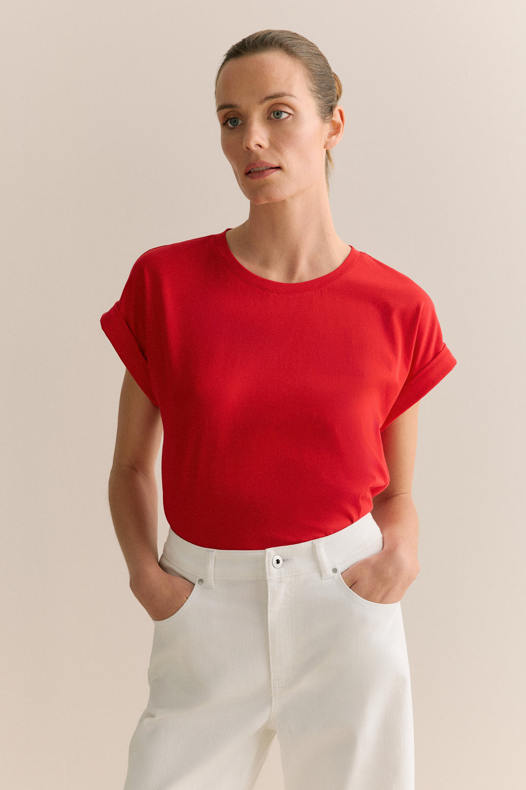 Pima Cotton Cuff Sleeve T-Shirt