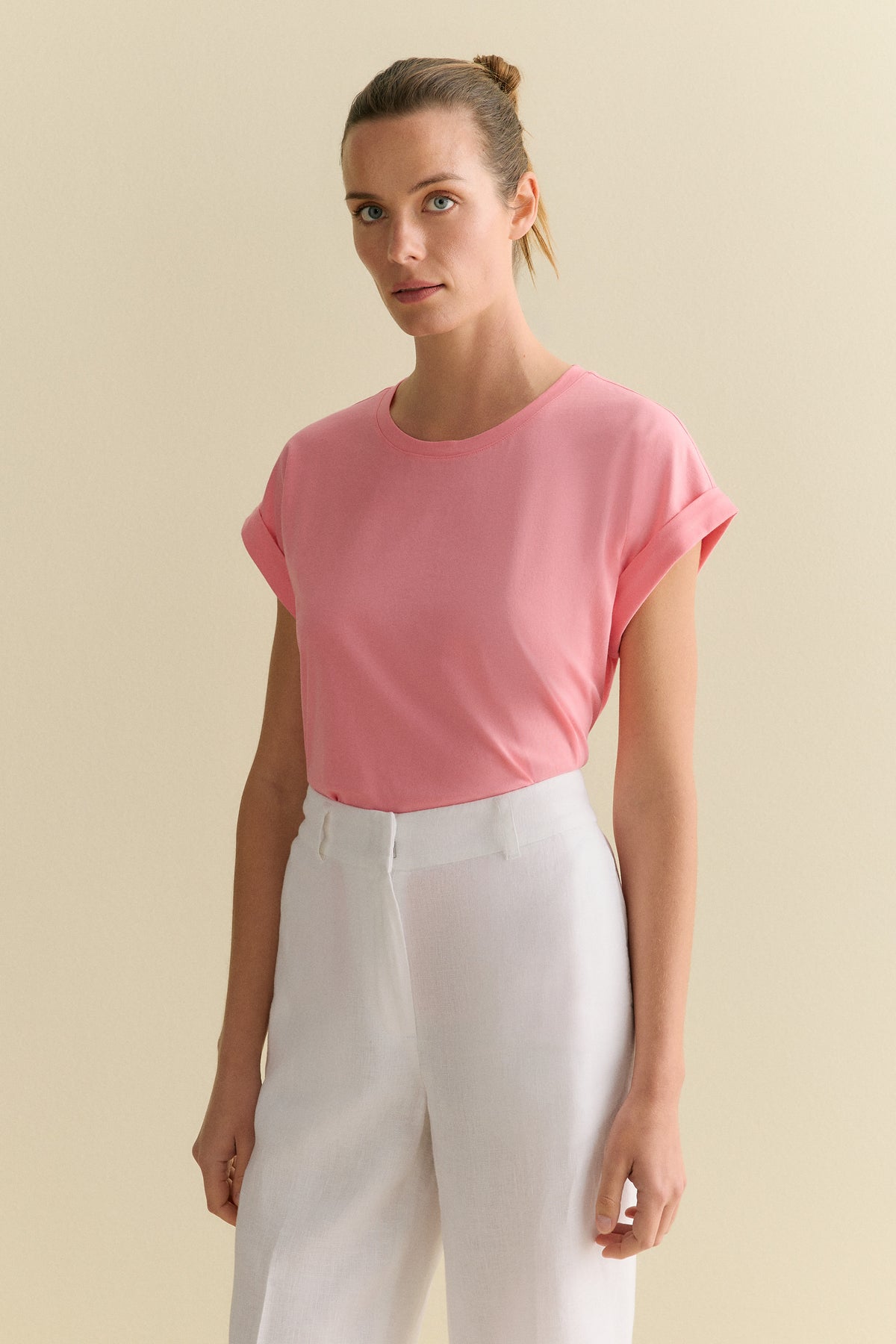 Pima Cotton Cuff Sleeve T-Shirt