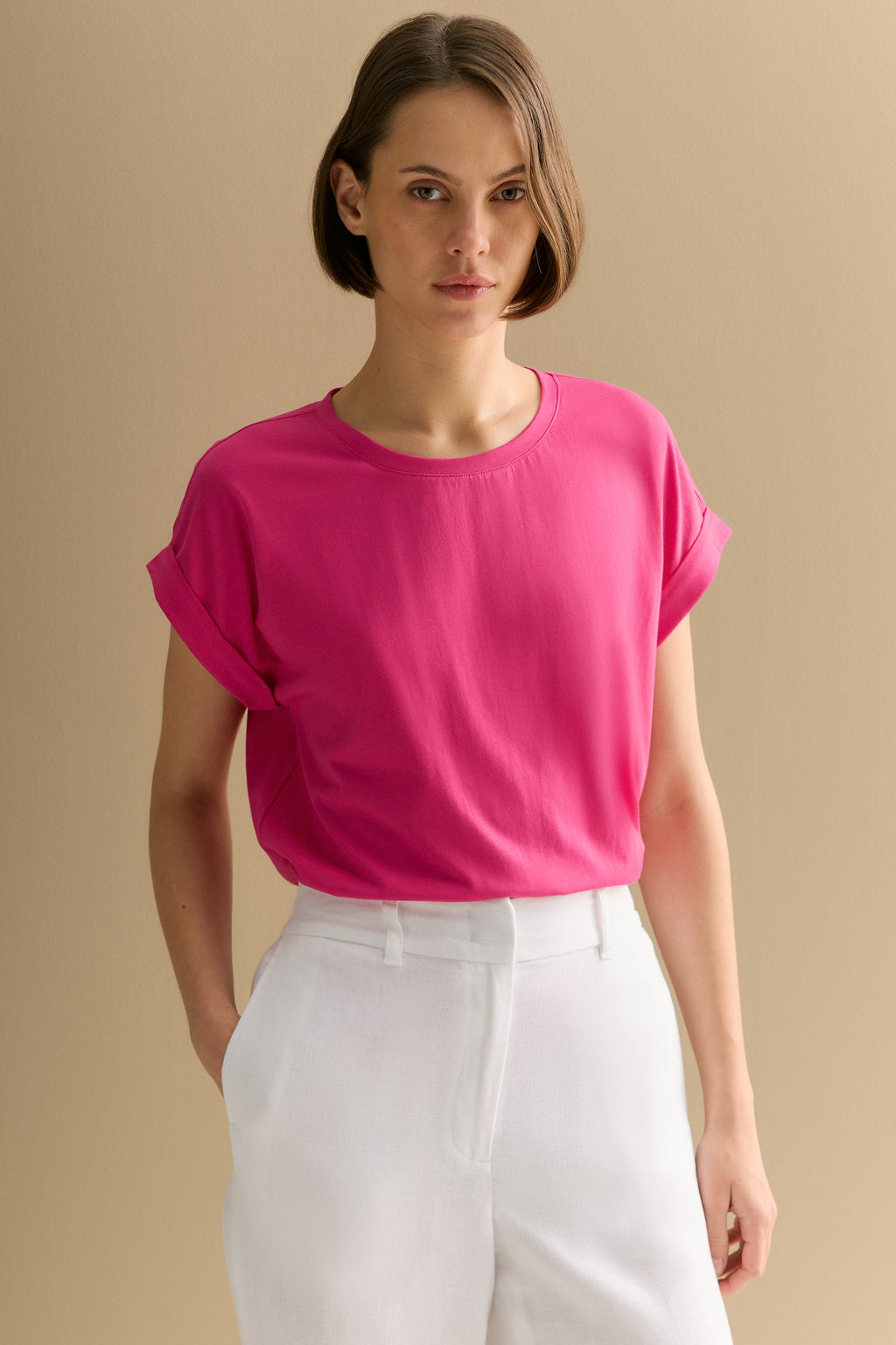 Pima Cotton Cuff Sleeve T-Shirt