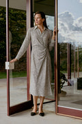 Silk Speckle Print Shirt Dress