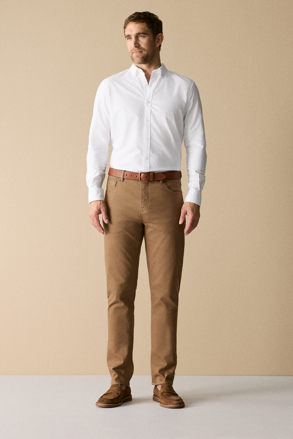 Regular Fit Garment Dyed Twill Five Pocket Pant
