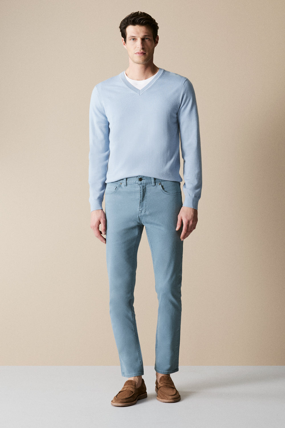 Regular Fit Garment Dyed Twill Five Pocket Pant