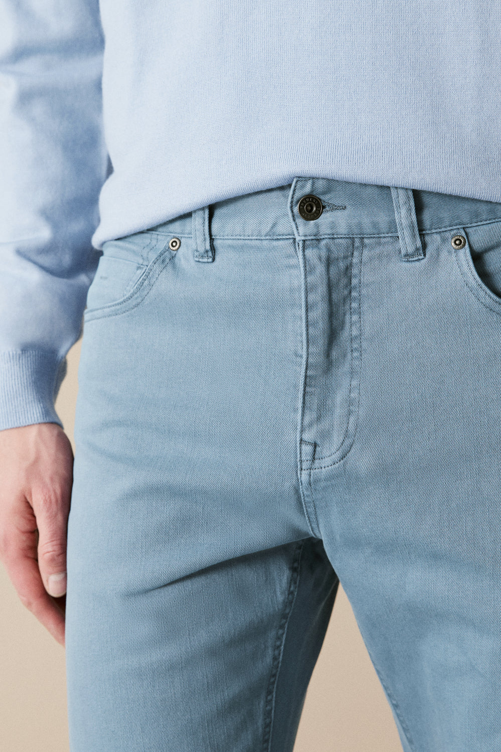 Regular Fit Garment Dyed Twill Five Pocket Pant
