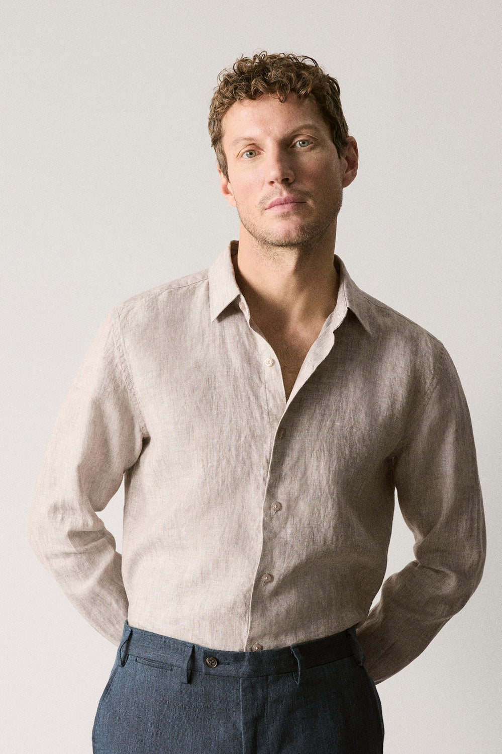 Tailored Fit Delave Linen Long Sleeve Shirt