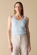 Cotton Cashmere Blend Rib Knit Tank