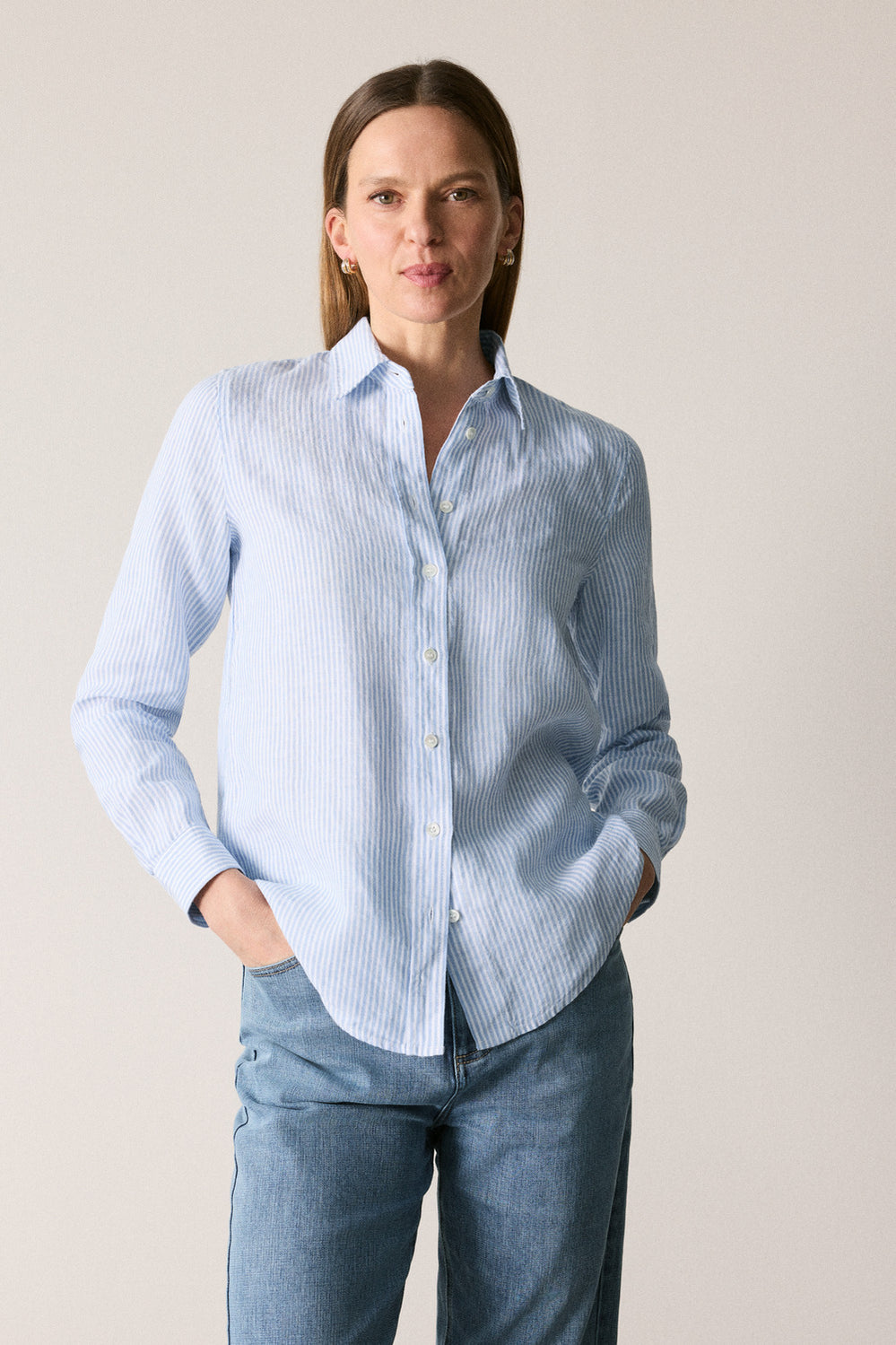 Yarn Dyed Linen Stripe Classic Shirt
