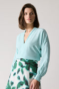 Cupro Blend Tie Waist Blouse