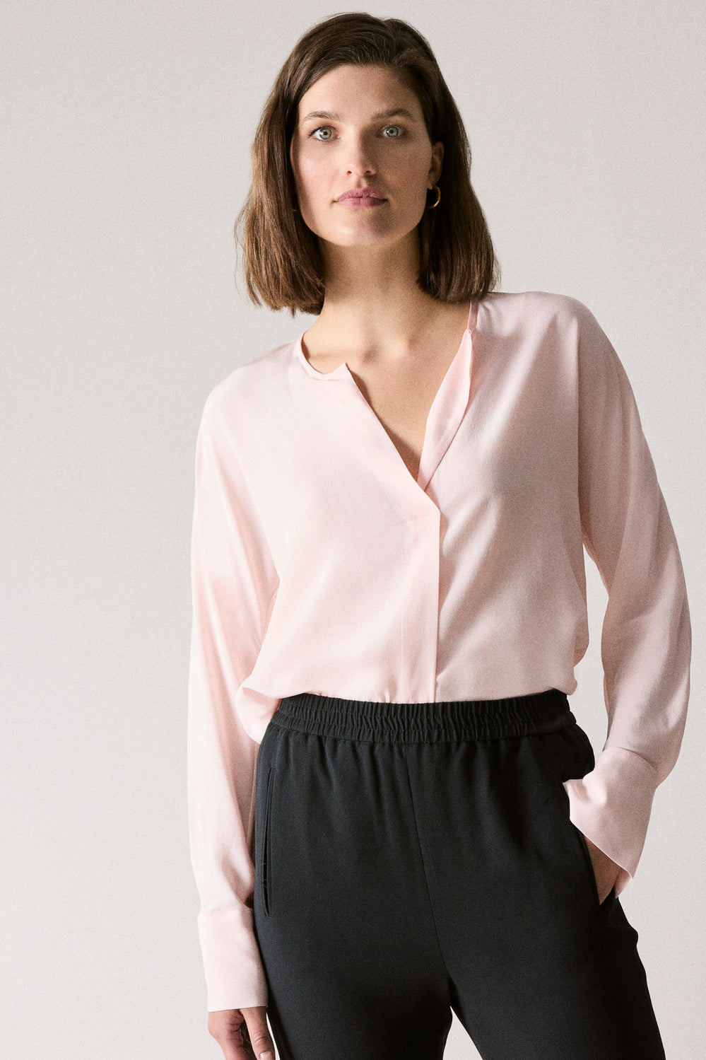 Silk Half Placket Blouse