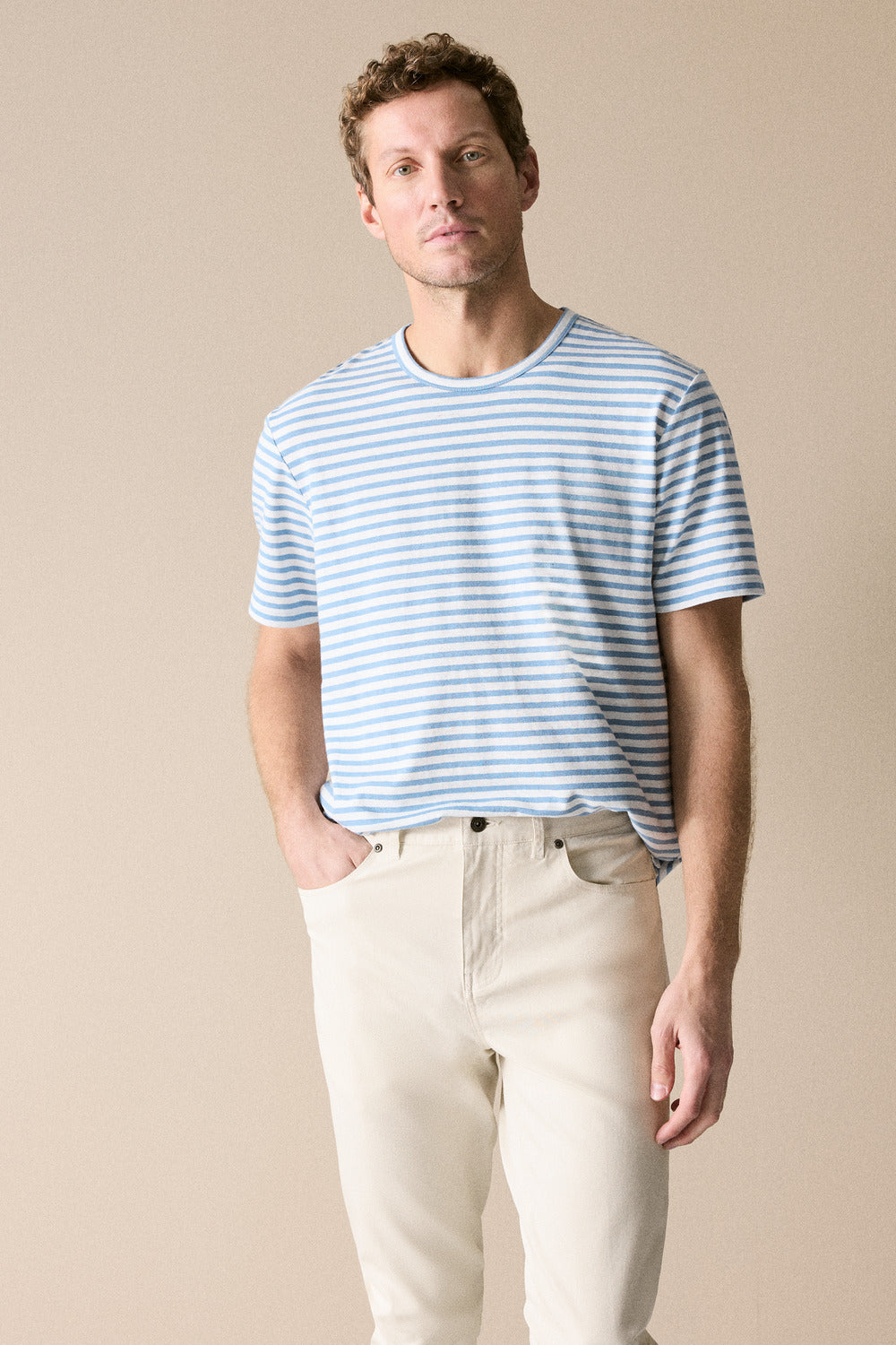 Linen Cotton Stripe T-Shirt
