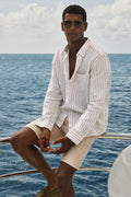 Regular Fit Delave Linen Bold Stripe Shirt