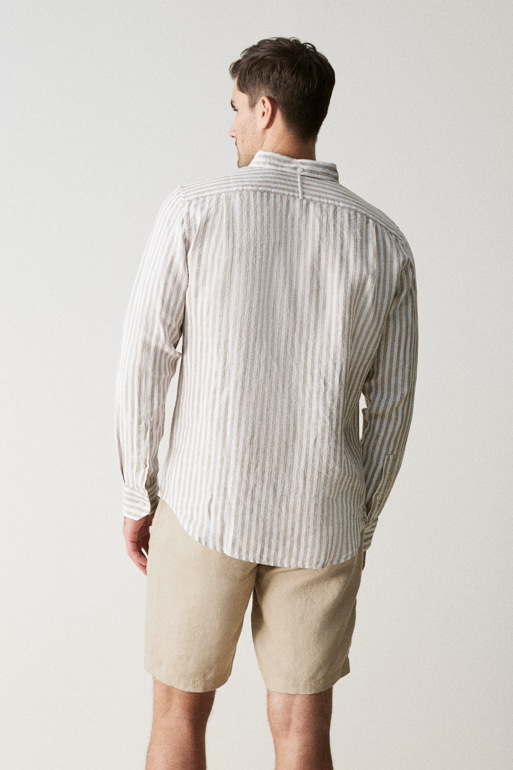 Regular Fit Delave Linen Bold Stripe Shirt