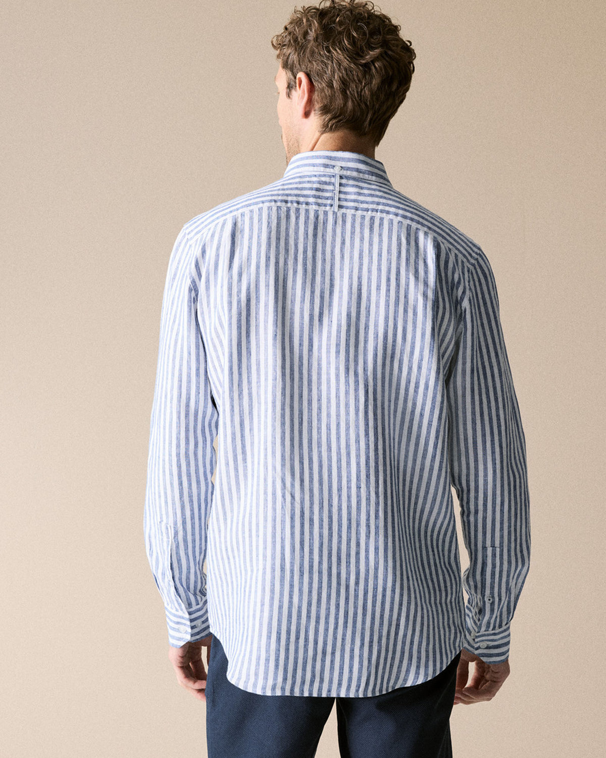 Regular Fit Delave Linen Bold Stripe Shirt