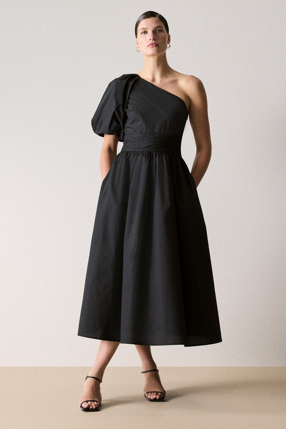 Cotton Poplin One Shoulder Dress