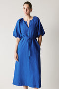 Delave Linen Blouson Sleeve Dress