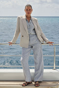 Linen Stripe Wide Leg Pant