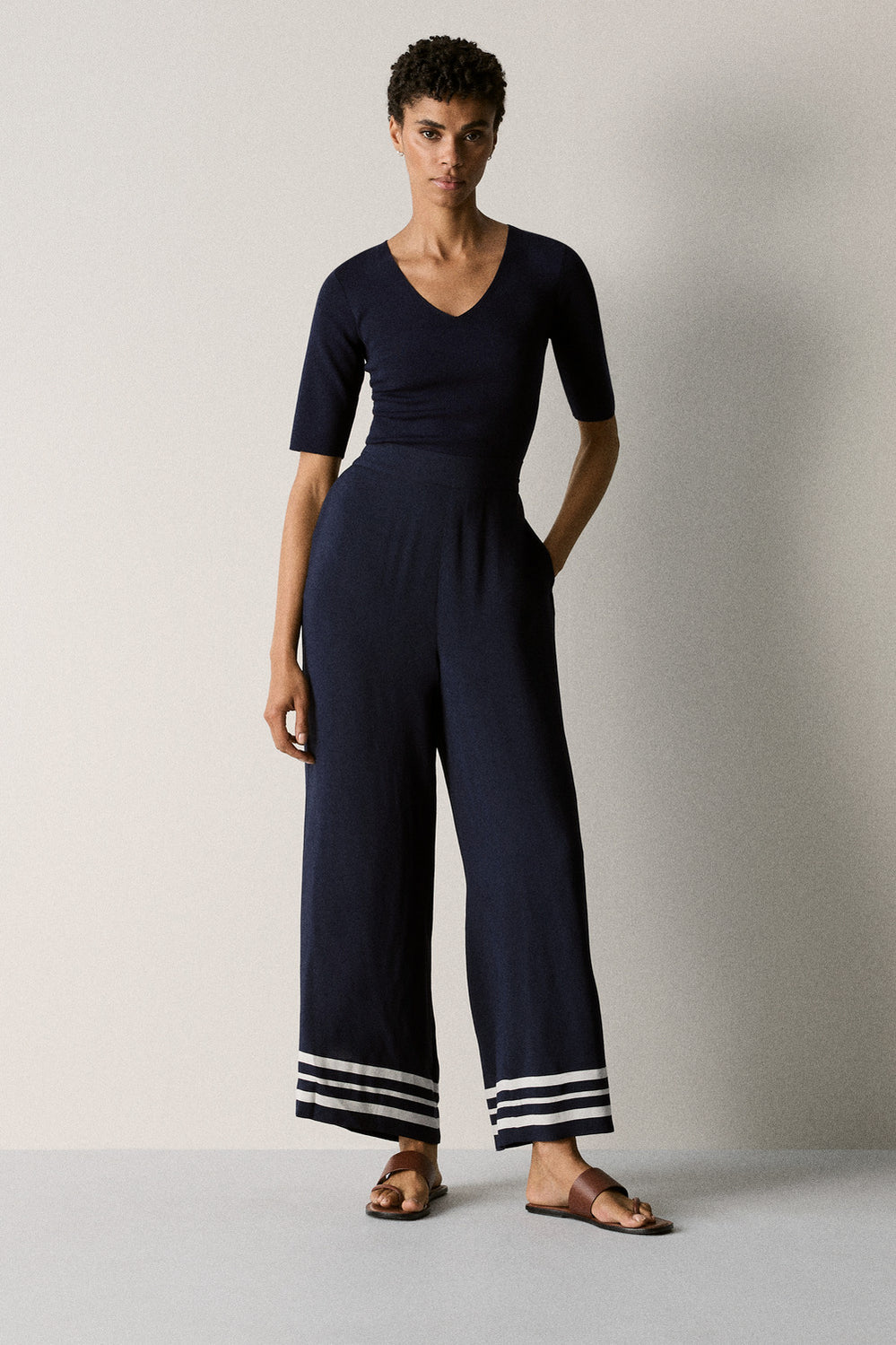 Draped Stripe Detail Pant