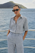 Yarn Dyed Linen Stripe Short Sleeve Shirt