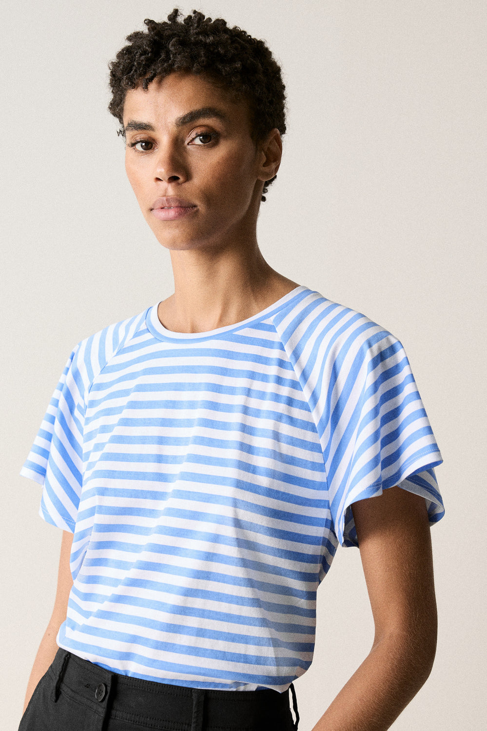Cotton Interlock Stripe Raglan T-Shirt
