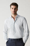 Tailored Fit Cotton Square Geo Print Shirt