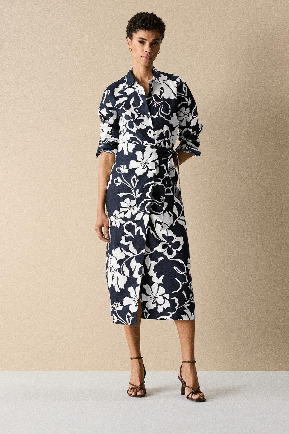 Linen Floral Wrap Skirt