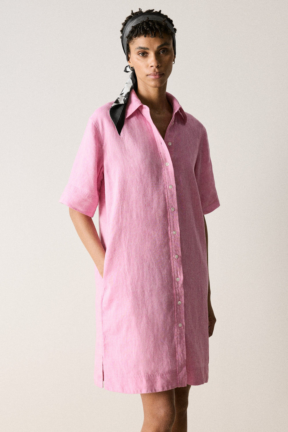 Yarn Dyed Linen Shift Dress