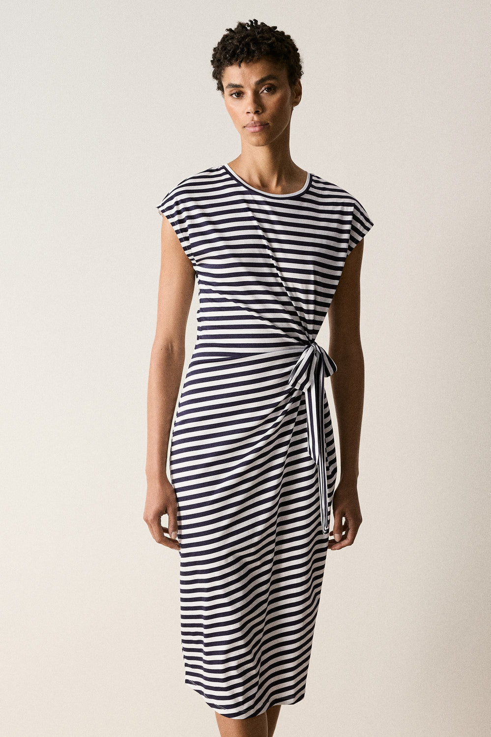 Cotton Stripe Wrap Dress
