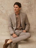 Tailored Fit Italian Cotton Linen Check Blazer