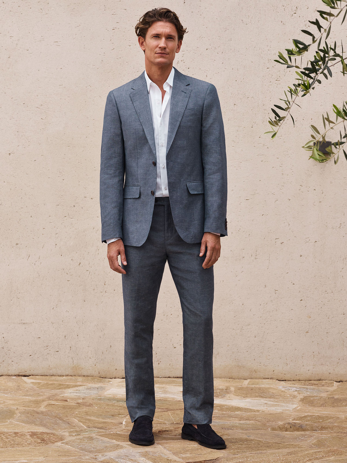 Slim Fit Yarn Dyed Cotton Linen Pant