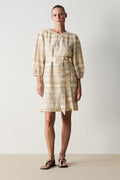 Italian Silk Linen Blend Stripe Dress