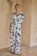 Crepe Brushstroke Print Jumpsuit