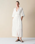 Viscose Voile Metallic Blouson Sleeve Shirt Dress