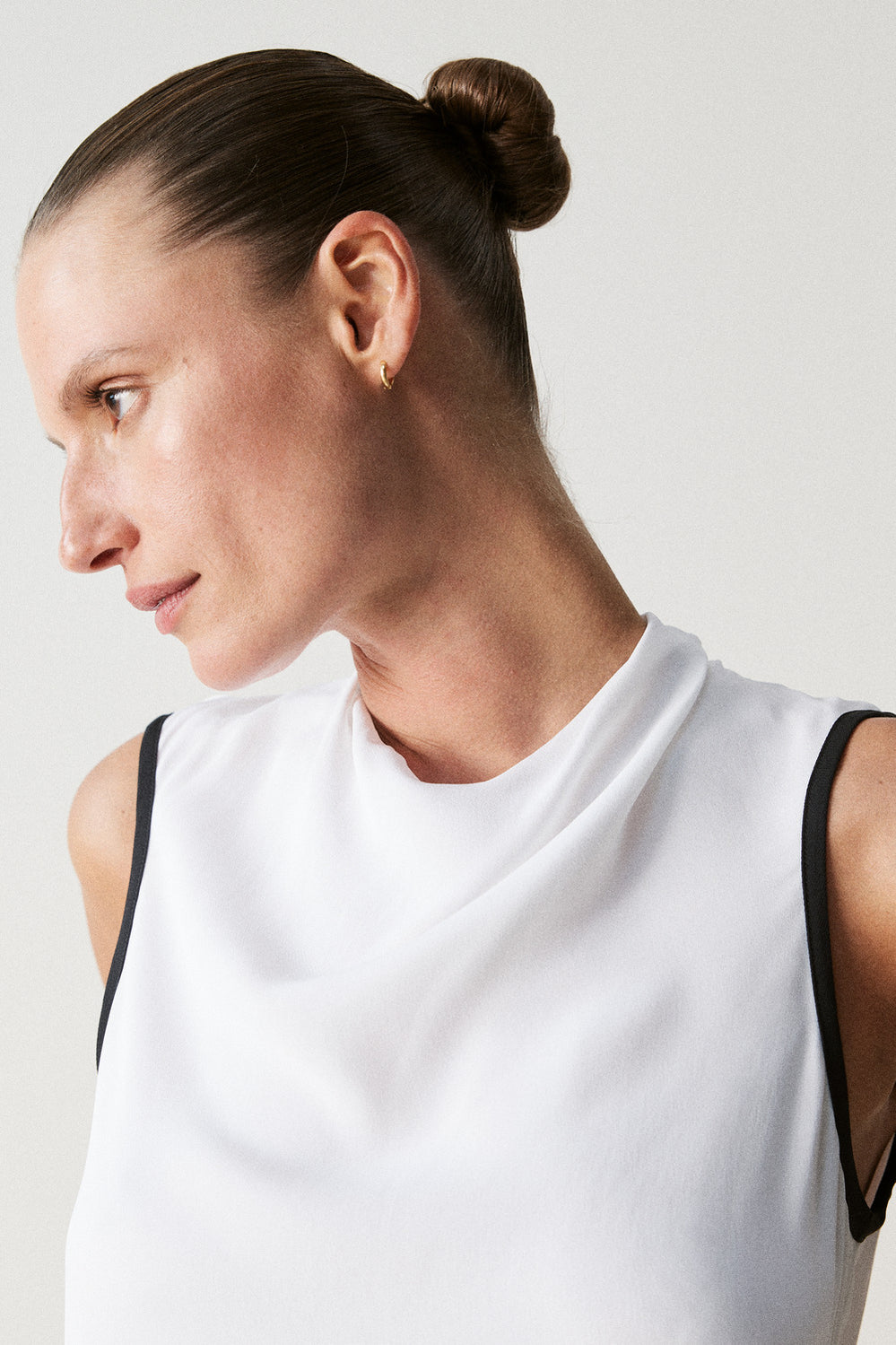 Crepe Cowl Neck Tank
